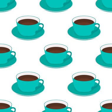 Kusursuz bir şablon ve bir fincan kahve. Vektör Illustration EPS10