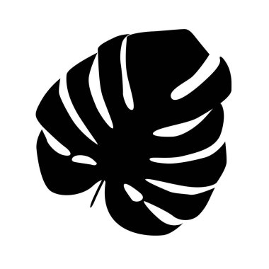 Beyaz arka planda izole edilmiş canavar yaprağının siyah siluetleri. Vektör illüstrasyonu