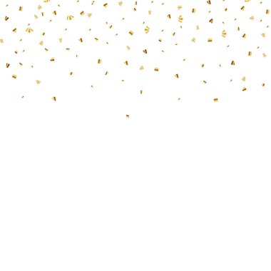 Soyut Altın Konfeti Beyaz Arkaplanda izole edildi. Vektör İllüstrasyonu