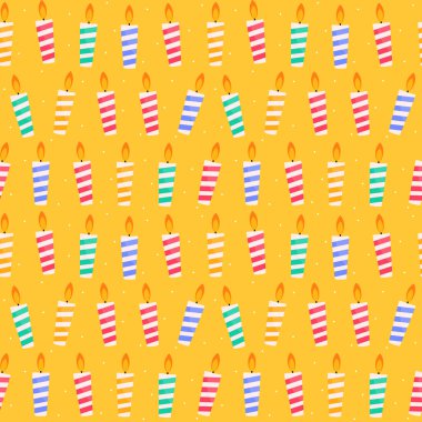 Mumlarla Mutlu Yıllar Kusursuz Desenli Arkaplan. Vektör İllüstrasyonu
