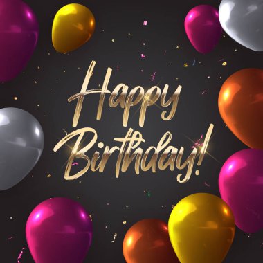 Parti, bayram, doğum günü, terfi kartı, poster için gerçekçi 3D balon geçmişi. Vektör İllüstrasyonu