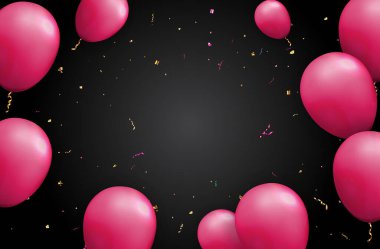 Parti, bayram, doğum günü, terfi kartı, poster için gerçekçi 3D balon geçmişi. Vektör İllüstrasyonu