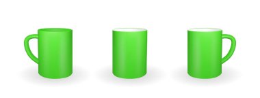 Beyaz arka planda bir takım gerçekçi yeşil kupa. 3 boyutlu görüntüleme. Vektör İllüstrasyonu. EPS10