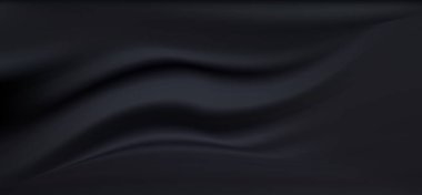 Siyah ipek kumaş arka plan. Vektör İllüstrasyonu