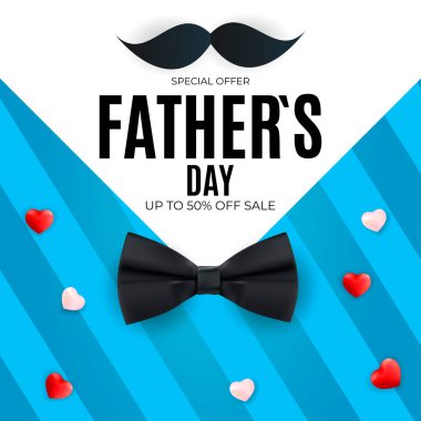 Babalar Günü Satış Arkaplanı. Poster, broşür, tebrik kartı, web sitesi başlığı. Vektör Illustration EPS10
