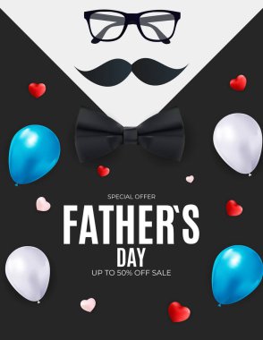 Babalar Günü Satış Arkaplanı. Poster, broşür, tebrik kartı, web sitesi başlığı. Vektör Illustration EPS10