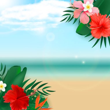 Soyut Boş Doğal Egzotik Özgeçmiş. Poster, satış ilanı, kart olarak kullanılabilir. Vektör İllüstrasyonu