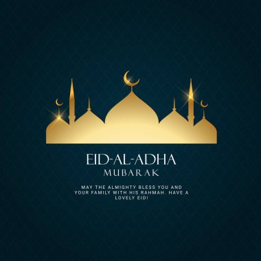 Kurban Bayramı 'nda. Mübarek İslami tebrik kartı, poster. Vektör İllüstrasyonu