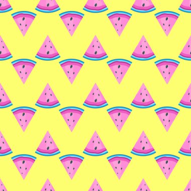 Karpuzlu, düz, yaz arkaplanı. Vektör İllüstrasyonu