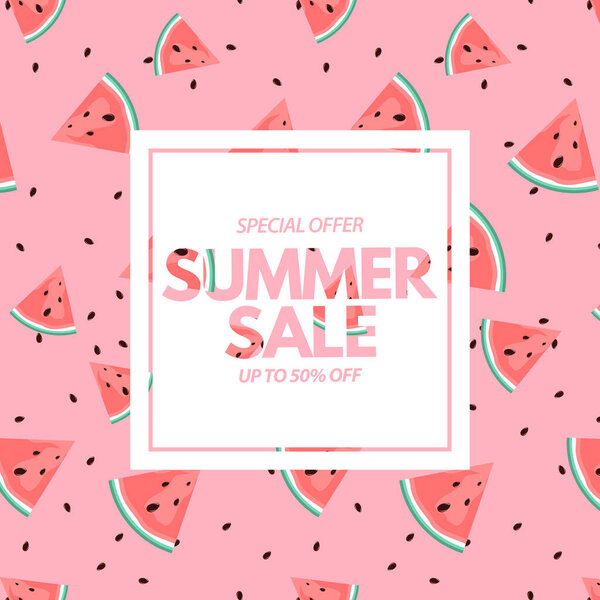 Summer Sale Background with armelon pattern. Векторная миграция