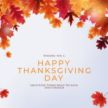 Düşen Yapraklarla Şükran Günü Tatil Gününüz kutlu olsun. Vektör İllüstrasyon EPS