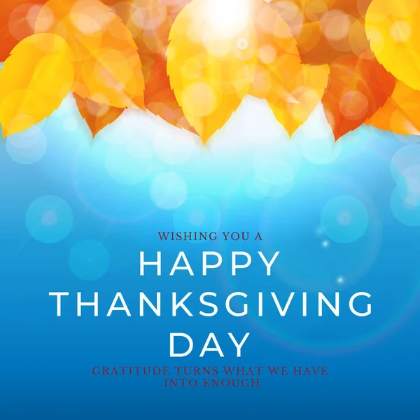 Happy Thanksgiving Holiday Background with Falling Leaves. Vector Illustration EPS