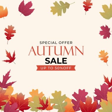 Parlak Sonbahar Yaprakları İndirimli Sancak. İş İndirim Kartı. Vektör Illustration EPS10