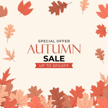 Parlak Sonbahar Yaprakları İndirimli Sancak. İş İndirim Kartı. Vektör Illustration EPS10