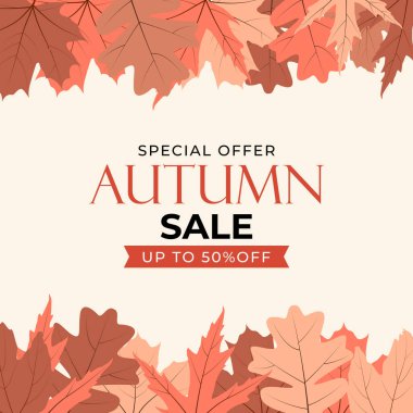 Parlak Sonbahar Yaprakları İndirimli Sancak. İş İndirim Kartı. Vektör Illustration EPS10