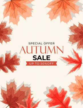 Parlak Sonbahar Yaprakları İndirimli Sancak. İş İndirim Kartı. Vektör Illustration EPS10