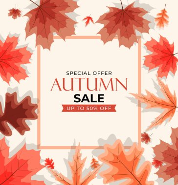 Parlak Sonbahar Yaprakları İndirimli Sancak. İş İndirim Kartı. Vektör Illustration EPS10