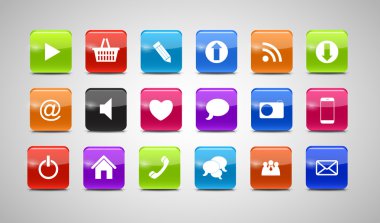 cam düğme simge seti. vektör çizim