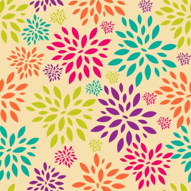 Dikişsiz desen arka plan vektör çizim çiçek yaprakları