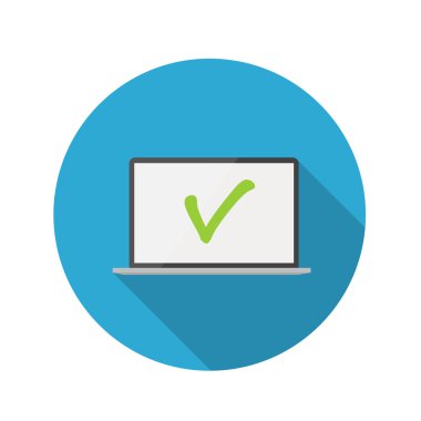 Düz tasarım kavramı Laptop simge vektör illüstrasyon uzun ile Sh