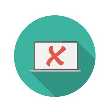 Düz tasarım kavramı Laptop simge vektör illüstrasyon uzun ile Sh