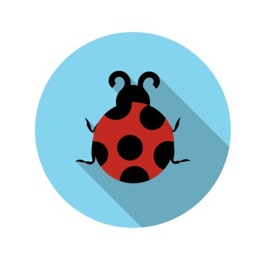 Düz tasarım kavramı uğur böceği vektör çizim uzun gölge ile