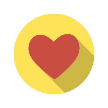 Düz tasarım kavramı kalp vektör çizim uzun gölge ile.