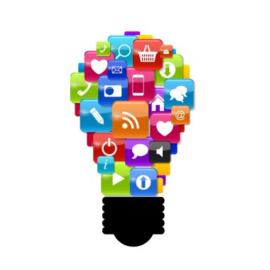 cam düğme simgesi lamba fikir kavramı ayarlayın. vektör çizim