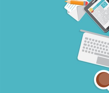 Çalışma yer Modern ofis iç düz tasarım vektör Illustra