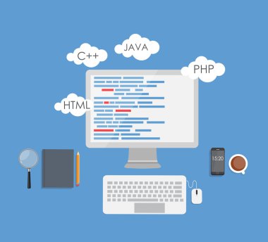 Düz kavramı vektör çizim kodlama programlama