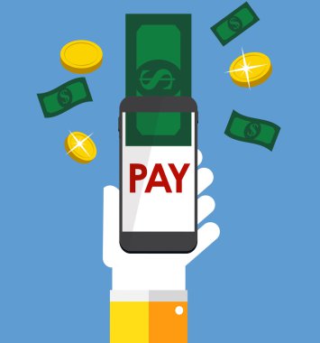 Mobil ödeme düz kavramı vektör çizim bankacılık