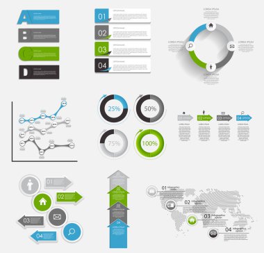koleksiyon Infographic şablonlar için iş vektör illustra
