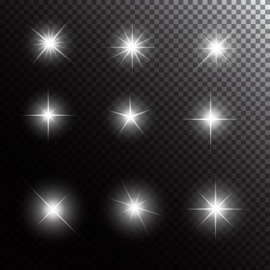 Sparkles vektör çizim ile parlayan ışık yıldız kümesi