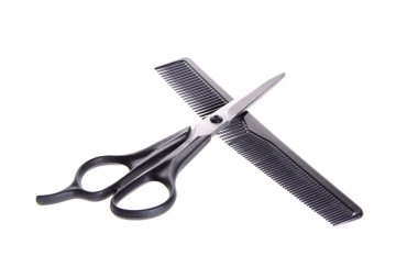 Tarak ve makas. Kuaför ayarla.