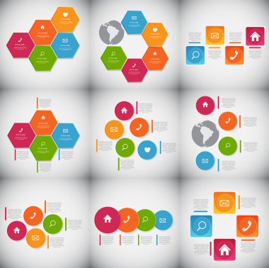 koleksiyon Infographic şablonlar için iş vektör illustra