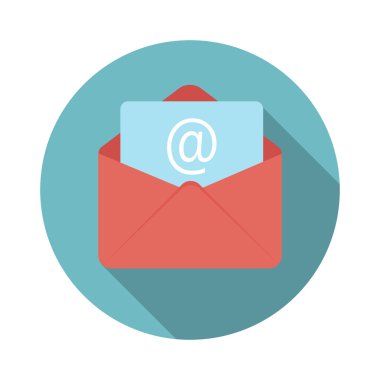 Uzun Gölge, vektör çizim ile e-posta düz simgesi