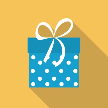 Hediye kutusu düz simgesi uzun gölge, vektör çizim ile