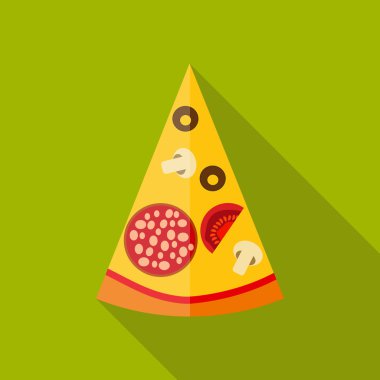 Uzun Gölge, vektör çizim ile pizza düz simgesi