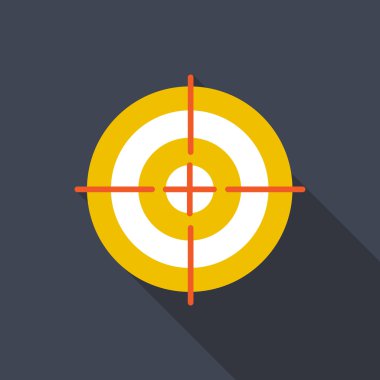 Hedef düz simgesini uzun gölge, vektör çizim ile