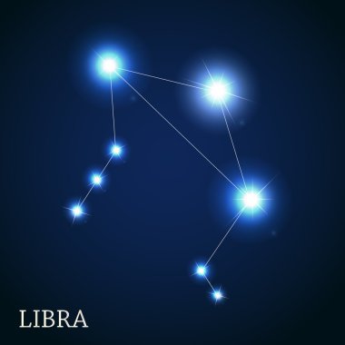 Terazi Burcu güzel parlak yıldız vektör Illustrat
