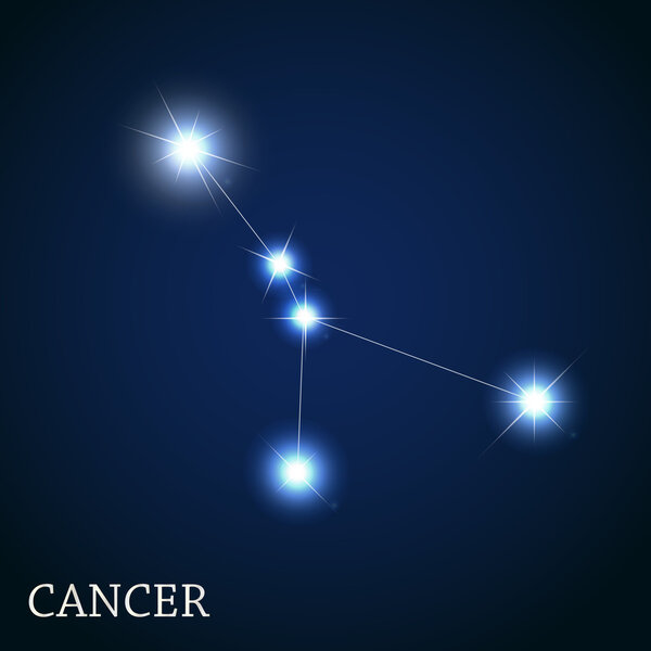 Cancer Zodiac Sign of the Beautiful Bright Stars Vector Illustra