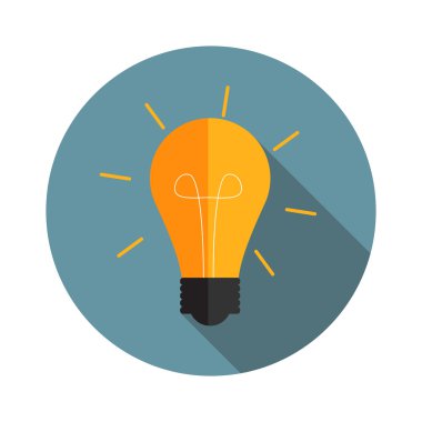 Uzun Gölge, vektör çizim ile fikir ampul düz simgesi