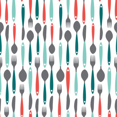 seamless modeli ile çatal kaşık uç bıçaklar. vektör illustrat