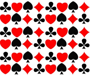 Abstract Seamless Pattern Background with Card Suits. Vector Ill