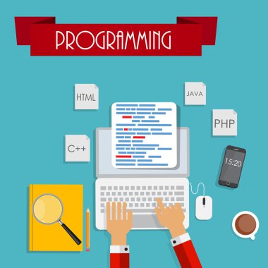 Senin iş vektör çizim için modern düz tasarım afiş