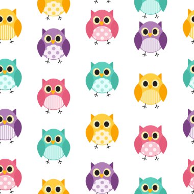 Baykuş Dikişsiz desen arka plan vektör çizim