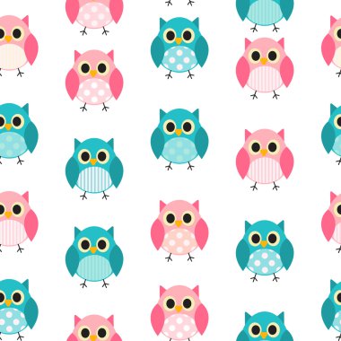 Baykuş Dikişsiz desen arka plan vektör çizim