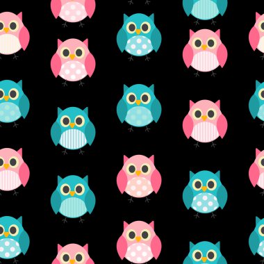 Baykuş Dikişsiz desen arka plan vektör çizim