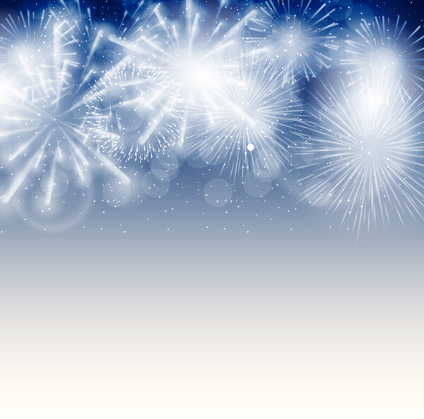 Векторная иллюстрация фейерверков, салют на тёмном фоне
