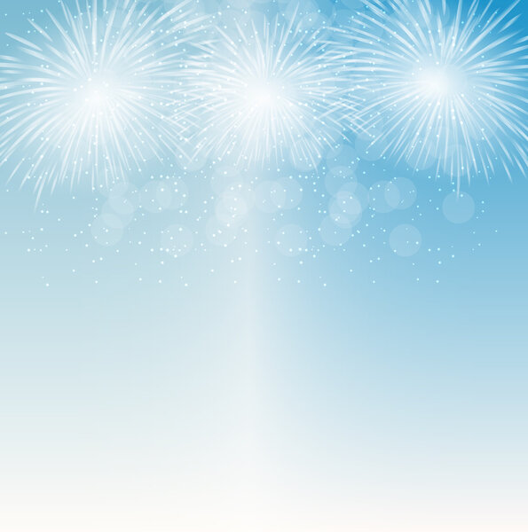 Векторная иллюстрация фейерверков, салют на тёмном фоне
